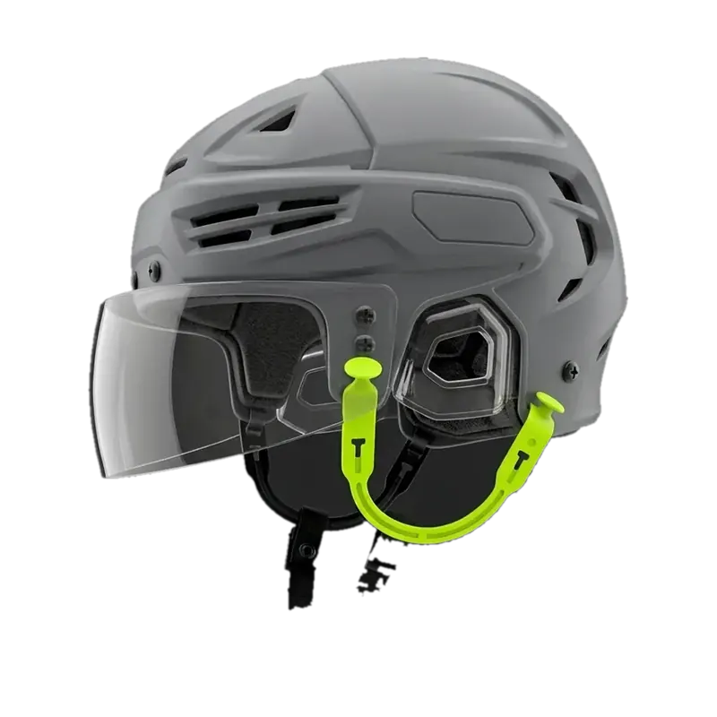 Helmet Ear Loops installed on hockey helmet